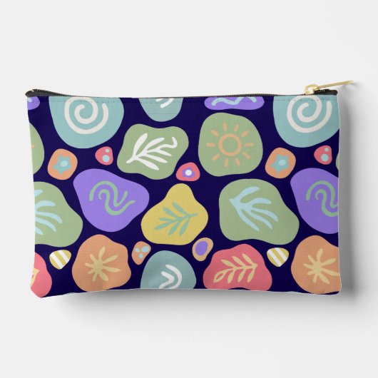 ドリーミードードルズ鮮やか – ボホ自然モチーフデザイン アクセサリーポーチ (裏面)