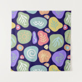 ドリーミードードルズ鮮やか – ボホ自然モチーフデザイン タペストリー (正面(横))