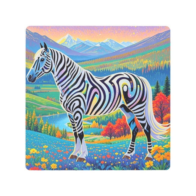 ドリーミーナイトスケープ抽象芸術ウォールアート メタルプリント (正面)