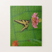 ドリーミーバタフライオンピンク《植物》百日草 ジグソーパズル (縦)