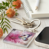 ドリーミーバタフライオンフローラキャンバス キーホルダー (正面右)