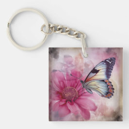 ドリーミーバタフライオンフローラキャンバス キーホルダー