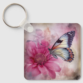 ドリーミーバタフライオンフローラキャンバス キーホルダー