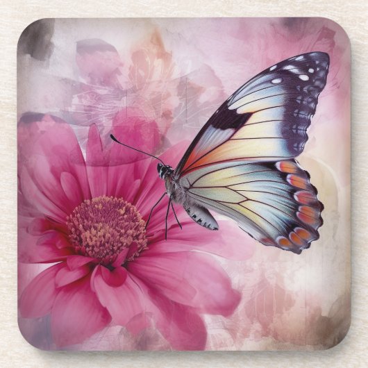 ドリーミーバタフライオンフローラキャンバス コースター (正面)