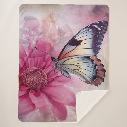 ドリーミーバタフライオンフローラキャンバス シェルパブランケット (正面)