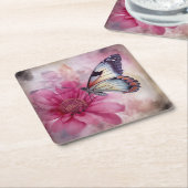ドリーミーバタフライオンフローラキャンバス スクエアペーパーコースター (アングル)