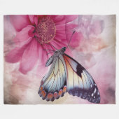 ドリーミーバタフライオンフローラキャンバス フリースブランケット (正面(横))