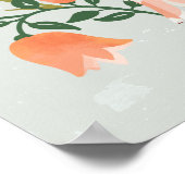 「ドリーミーバニー」かわいいピンクのウサギフローラアート ポスター (角)