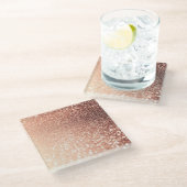 ドリーミーバラ金ゴールドグリッター – ピーチグリットレフェクト ガラスコースター (アングル)