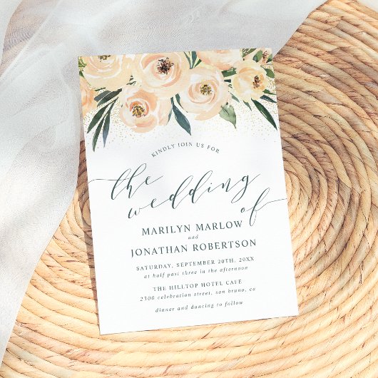 ドリーミーバラ&金ゴールドグリッター結婚ズ 招待状