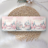 ドリーミーパステルウィンターワンダーランド4フォトクリスマス 三つ折りクリスマスカード