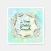 ドリーミーパステルスパーソナライズされた誕生日 スタンダードカクテルナプキン (正面)