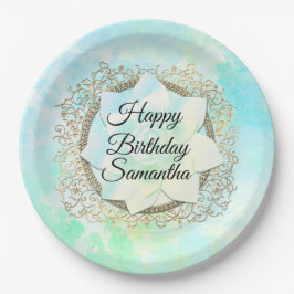 ドリーミーパステルズロータスフラワーパーソナライズされた ペーパープレート