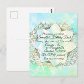 ドリーミーパステルズロータスフラワー誕生日カスタム ポストカード (正面/裏面)