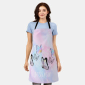 ドリーミーパステルバタフライパーソナライズされた エプロン (着用した状態)