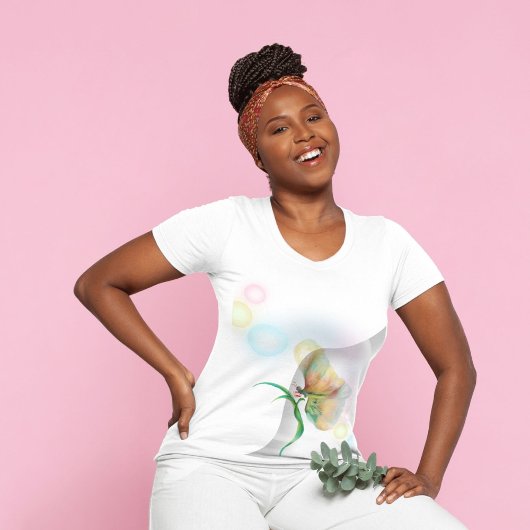 ドリーミーパステルバタフライ抽象芸術Tシャツ Tシャツ