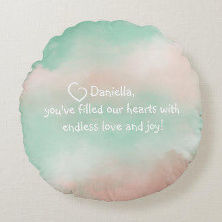 ドリーミーパステルピンク&ターコイズクラウドピロー ラウンドクッション