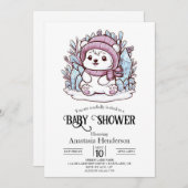 ドリーミーパステルポーラベアデジタルベビーシャワー 招待状 (正面/裏面)