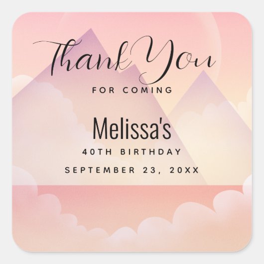 ドリーミーパステルマウンテンランドスケープ感謝してい誕生日 スクエアシール (正面)