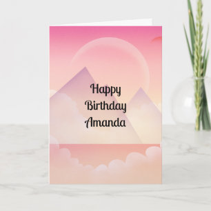 ドリーミーパステルマウンテンランドスケープ誕生日 カード