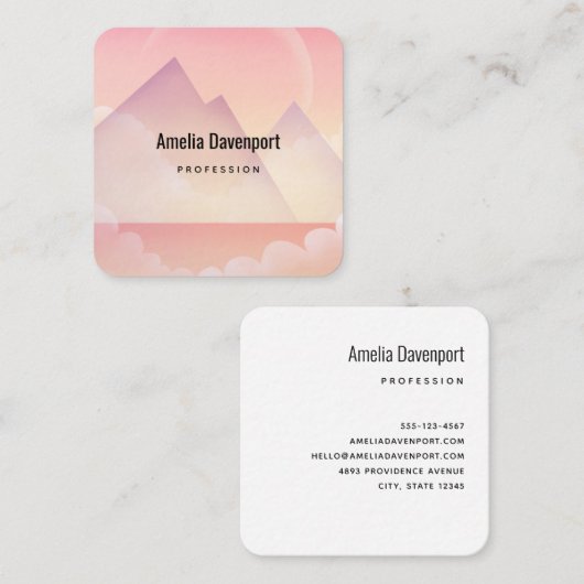 ドリーミーパステルマウンテンランドスケープ スクエア名刺 (正面/裏面)
