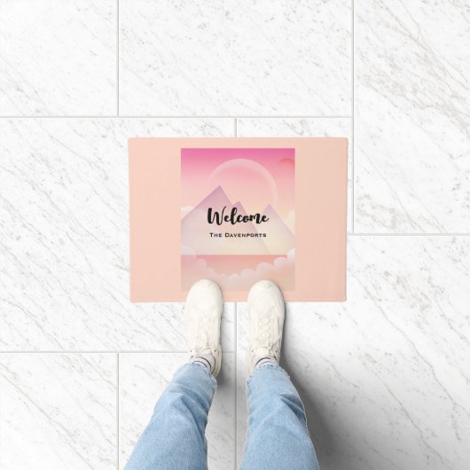 ドリーミーパステルマウンテンランドスケープ ドアマット (室内)