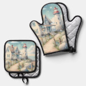 ドリーミーパステルライトハウスバイザシー 鍋つかみ&鍋敷きセット (正面/裏面)