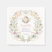 ドリーミーパステルワイルドフラワーブライダルシャワーティーパーティー スタンダードカクテルナプキン (正面)