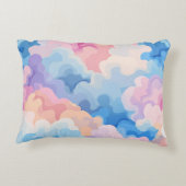 ドリーミーパステル抽象芸術クラウドパターンの水彩画 アクセントクッション (裏面)