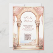 ドリーミーパレスピンクアーチQRコードムスリム結婚ズ 招待状 (裏面)