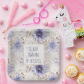 ドリーミーパープルブルーミスト金ゴールドパールフローラ ペーパープレート (パーティー)