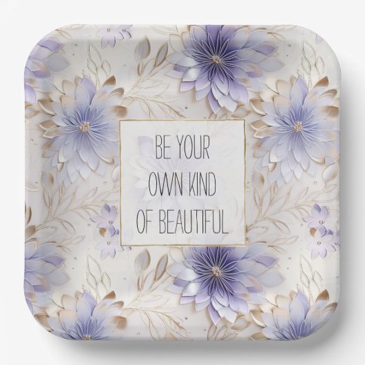 ドリーミーパープルブルーミスト金ゴールドパールフローラ ペーパープレート (正面)