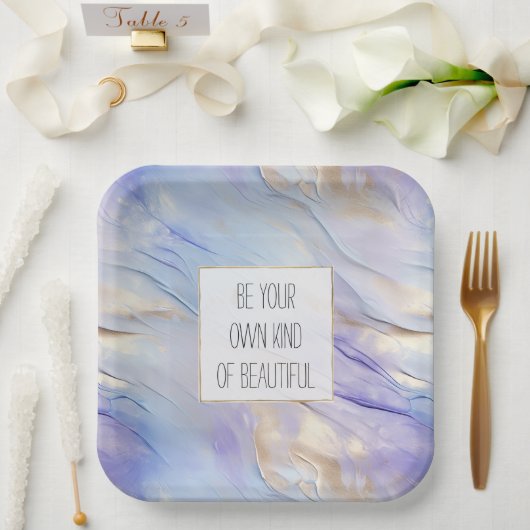 ドリーミーパープルブルーミスト金ゴールドパール ペーパープレート (ウェディング)