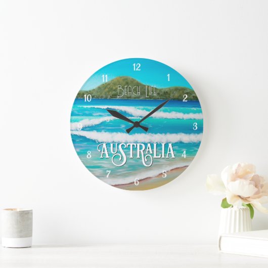 ドリーミービーチブルー絵画ウェーブズオーストラリア大 ラージ壁時計 (ホーム)