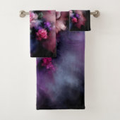 ドリーミーピンクと紫のバラ水彩 バスタオルセット (インサイチュ)
