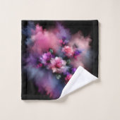 ドリーミーピンクと紫のバラ水彩 バスタオルセット (ウォッシュタオル)