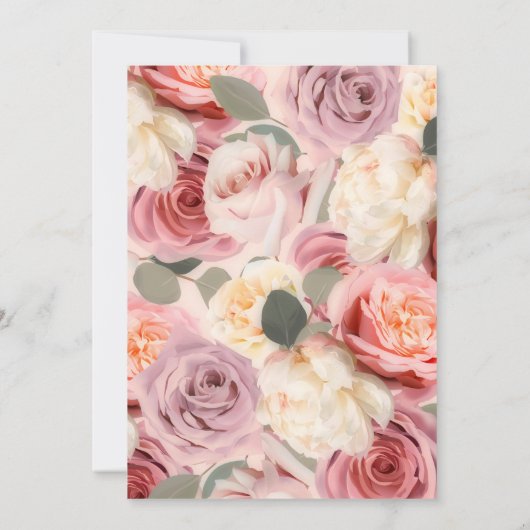 ドリーミーピンクエレガントフローラシャビーシック甘い16 招待状 (裏面)