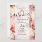 ドリーミーピンクエレガントフローラシャビーシック結婚ズ 招待状 (正面)