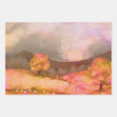 ドリーミーピンクオレンジウォーターカラーズトリオ ラッピングペーパーシート (正面)