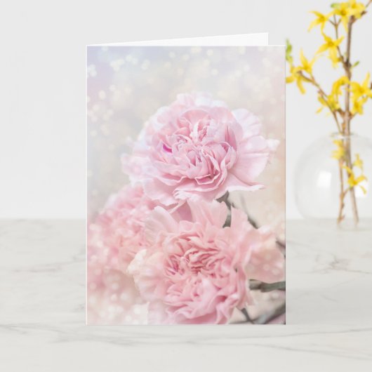 ドリーミーピンクカーネーションズカスタマイズ可能誕生日 カード (黄色い花)