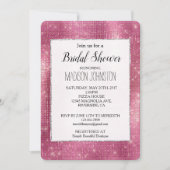 ドリーミーピンクグリジーシルバースパークルブライダル 招待状 (正面)