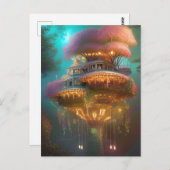 ドリーミーピンクツリーハウスデジタルアート ポストカード (正面/裏面)