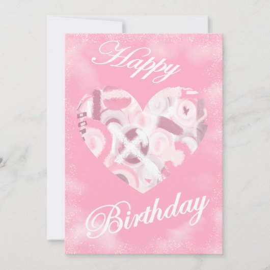 ドリーミーピンクハートハッピーバースデーデイカード シーズンカード (正面)