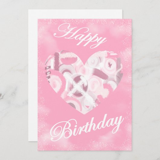 ドリーミーピンクハートハッピーバースデーデイカード シーズンカード (正面/裏面)