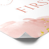 ドリーミーピンクバルーンファースト誕生日ガールグリッター ポスター (角)