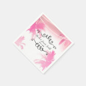 ドリーミーピンクパームツリーズ&ストリングライトパーティー スタンダードカクテルナプキン (角)