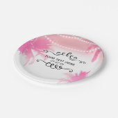 ドリーミーピンクパームツリーズ&ストリングライトパーティー ペーパープレート (アングル)