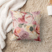 ドリーミーピンクフローラエレガントシャビーシックバラ クッション (ブランケット)
