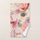 ドリーミーピンクフローラエレガントシャビーシックバラ バスタオルセット (ハンドタオル)