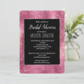 ドリーミーピンクブラックグリジーシルバースパークルブライダル 招待状 (スタンド正面)